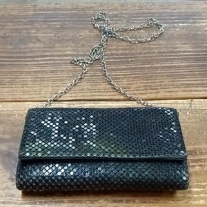 Jessica McClintock Black Sequin Chain Clutch
